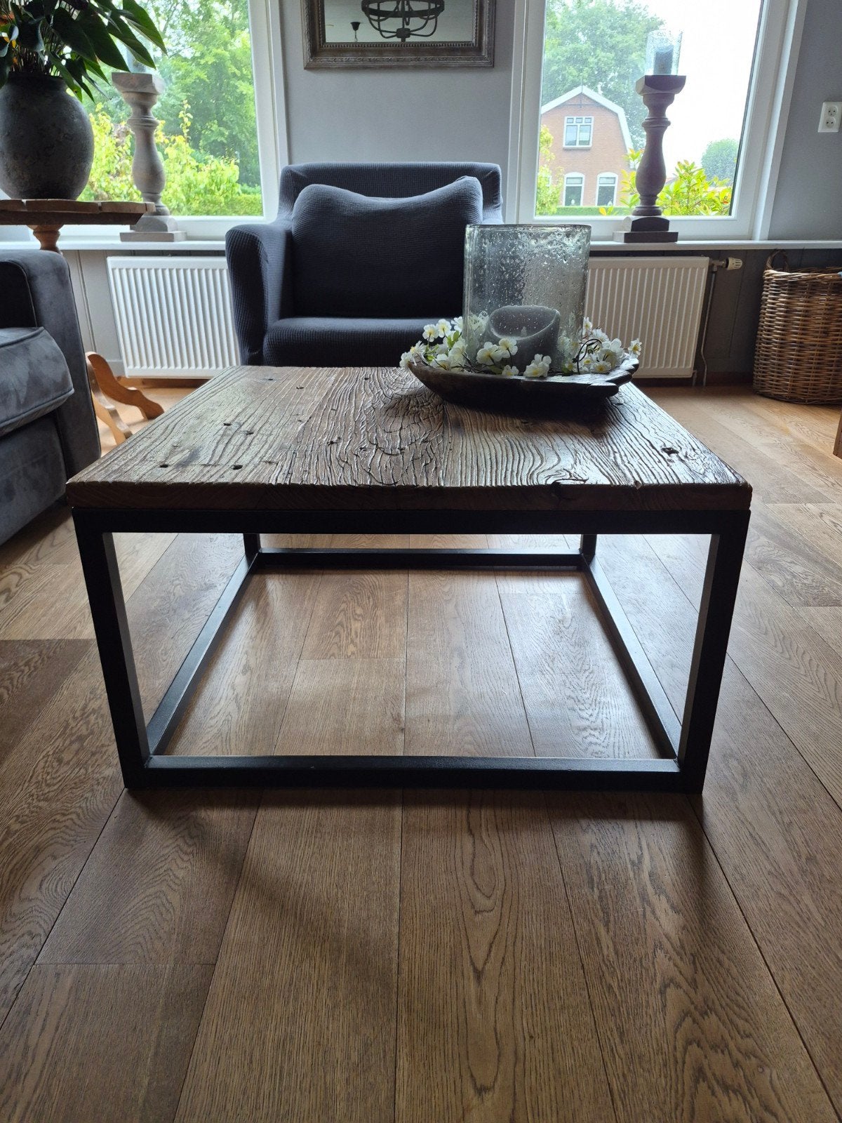 Salontafel 78x78 cm, 43,5 cm hoog, Gebruikt, 50 tot 100 cm, Vierkant, 50 tot 100 cm