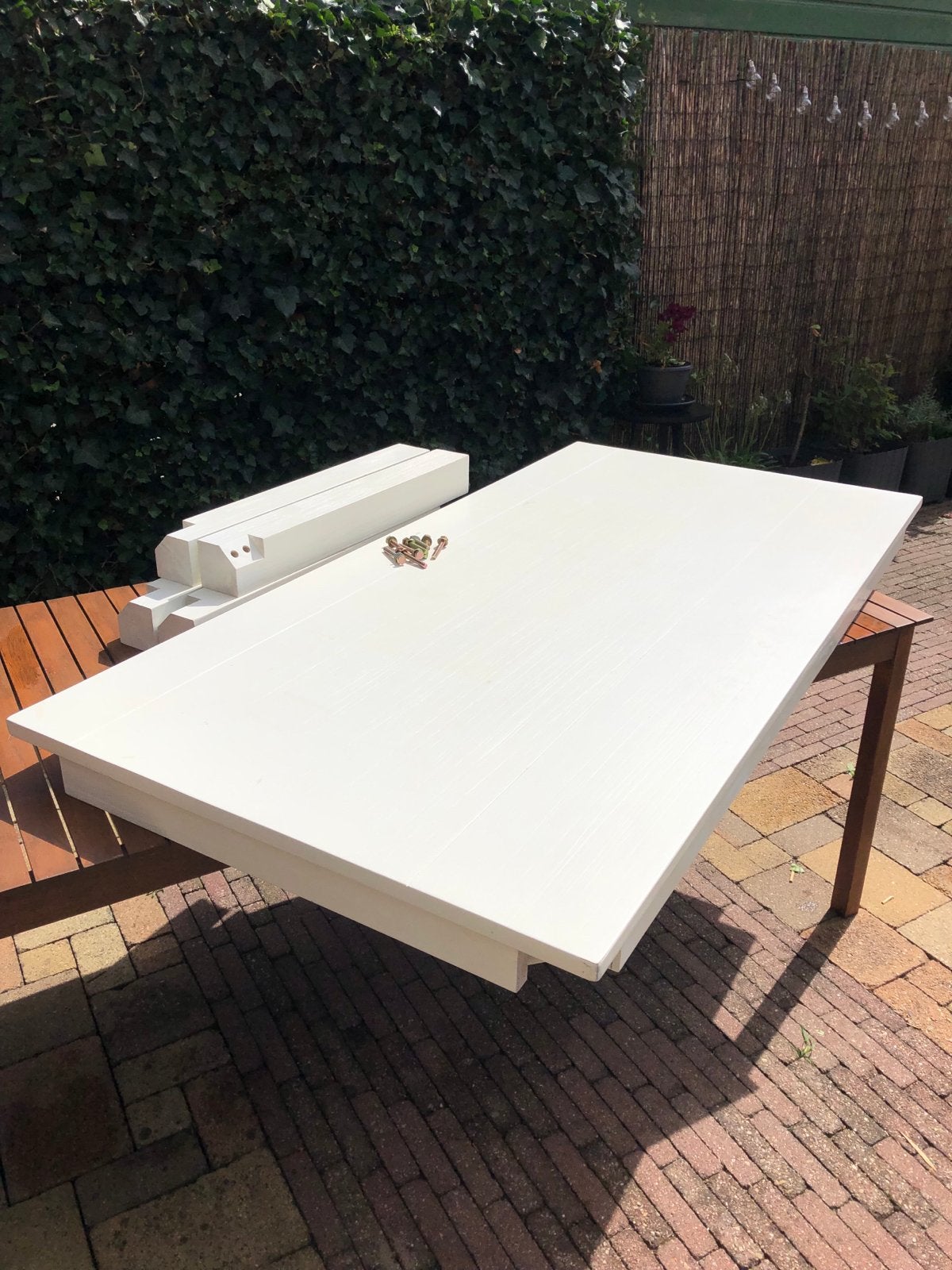 Zware kwaliteit whitewash eetkamer tafel 180x90x80cm, Huis en Inrichting, Tafels | Eettafels, Ophalen, Gebruikt, 50 tot 100 cm
