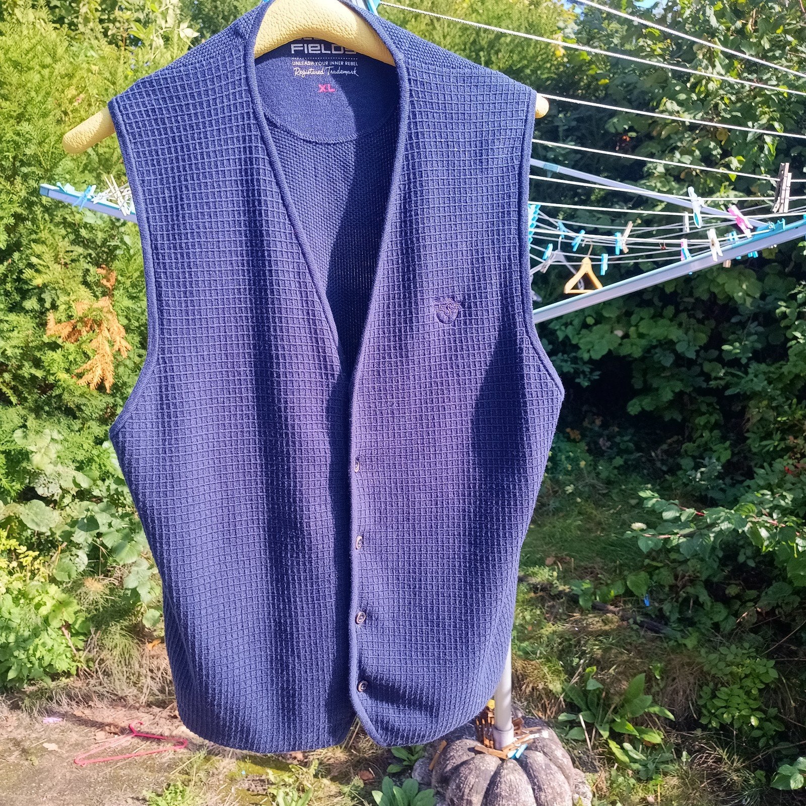 Tiroler 52 trachten gilet gebreid bluefields Oktoberfest, Ophalen of Verzenden, Gedragen, Maat 52/54 (L), Bluefields