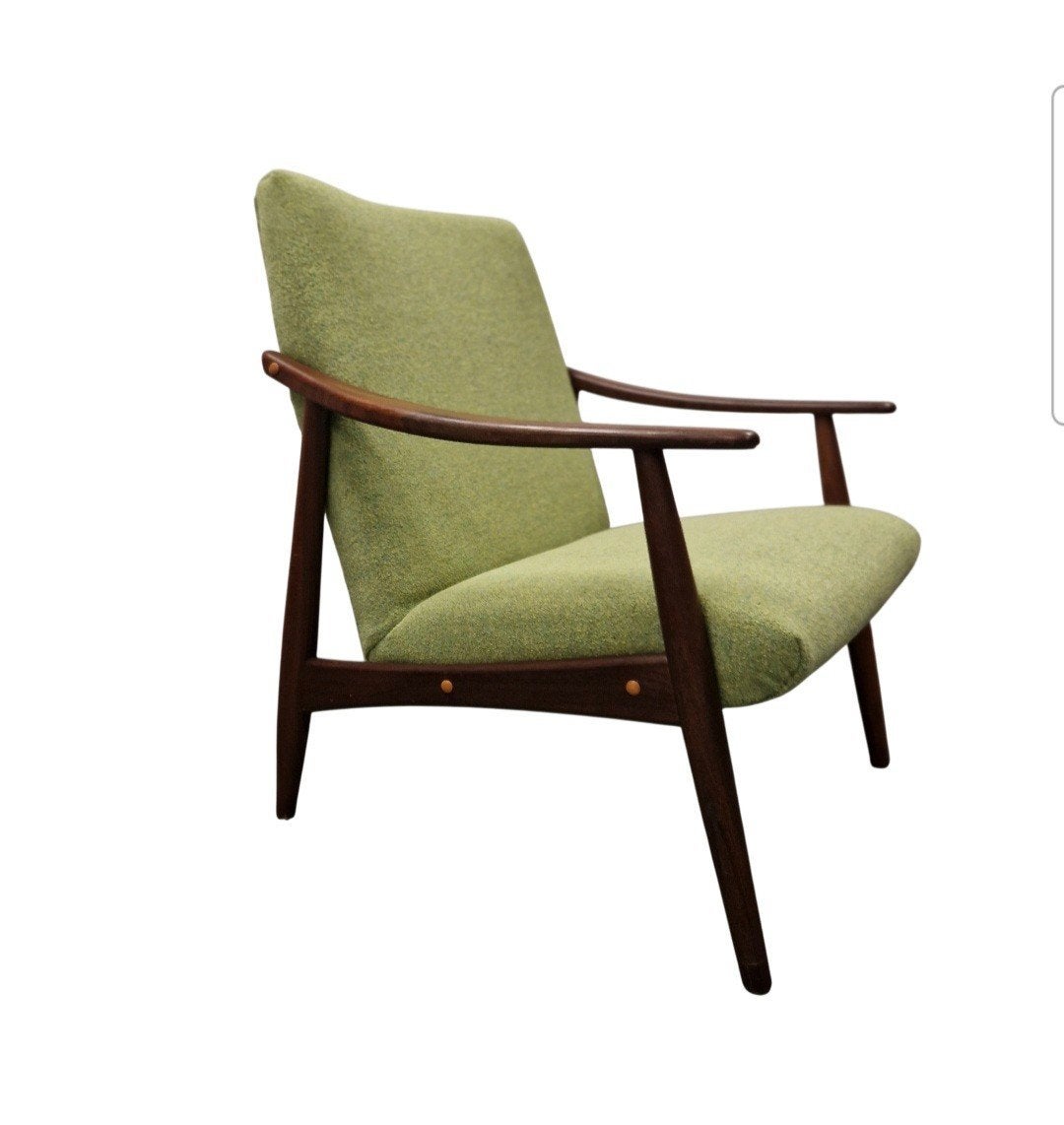 Vintage deense fauteuil nieuw gestoffeerd, Ophalen of Verzenden