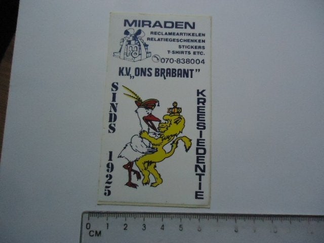 sticker oud KV Ons Brabant carnaval den haag carnaval, Verzenden, Zo goed als nieuw, Bedrijf of Vereniging