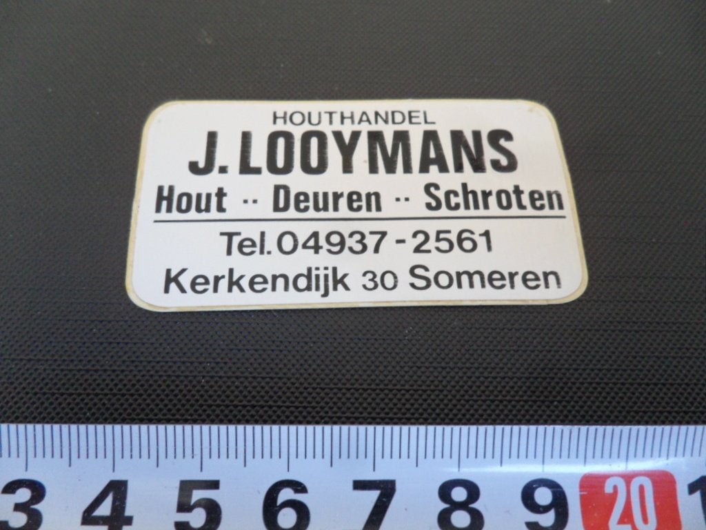 sticker Someren Houthandel J. LOOYMANS Kerkendijk 30, Verzamelen, Ophalen, Zo goed als nieuw