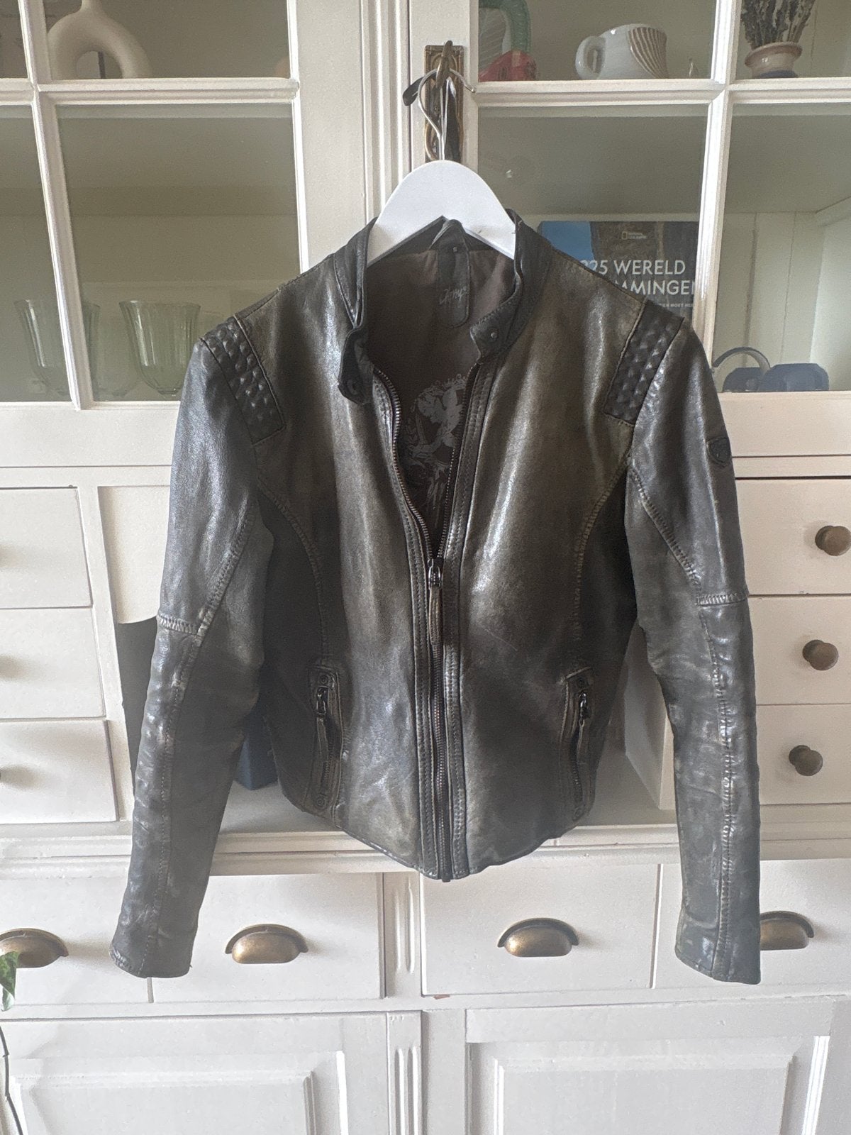 Gipsy leren jasje maat S, Ophalen, Gedragen, Maat 36 (S), Bruin