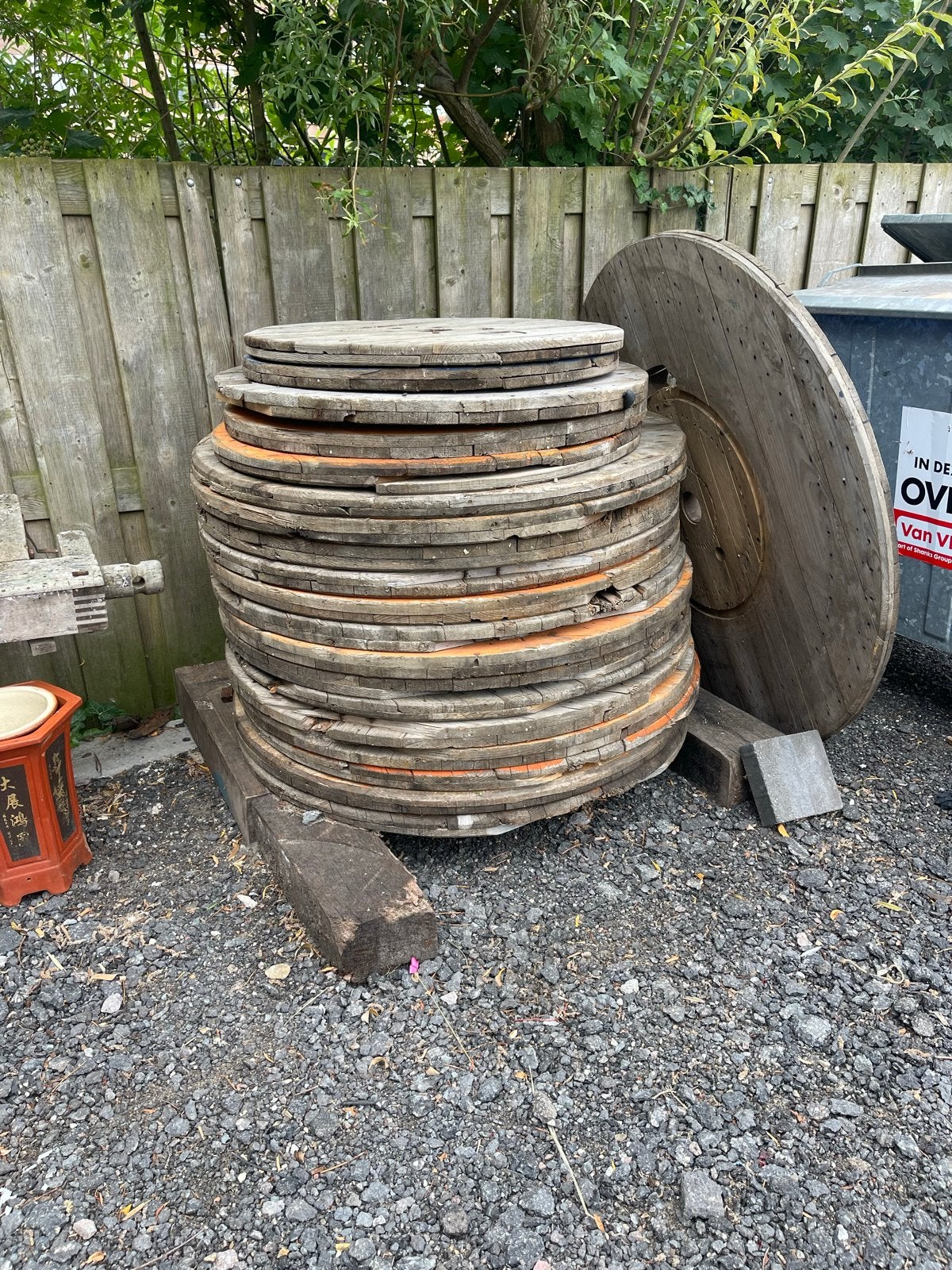 Grote partij houten kabelhaspel schijven, Ophalen, Gebruikt, 100 tot 150 cm, Rond