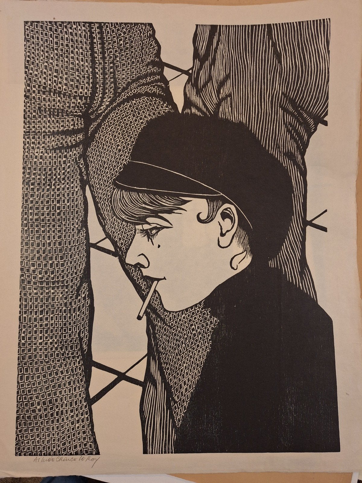 Popart Houtsnede door Crince le Roy, 1950 - 1999, Portret, Ophalen of Verzenden, Gesigneerd