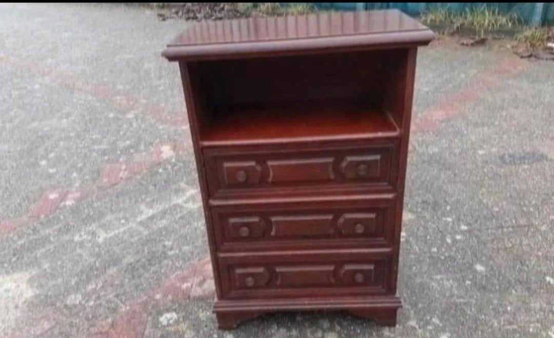 Oude vintage houten ladekast kast kastje, Gebruikt, 3 of 4 laden, Minder dan 100 cm, 25 tot 50 cm