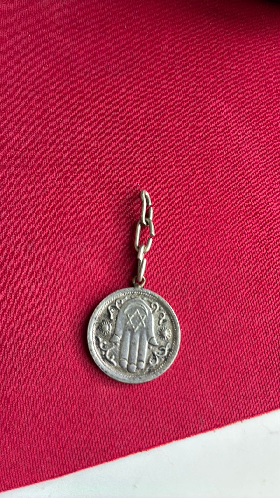 Zilver amulet joods David ster Magan judaica, Gebruikt, Ophalen of Verzenden, Kruis of Symbool, Zilver