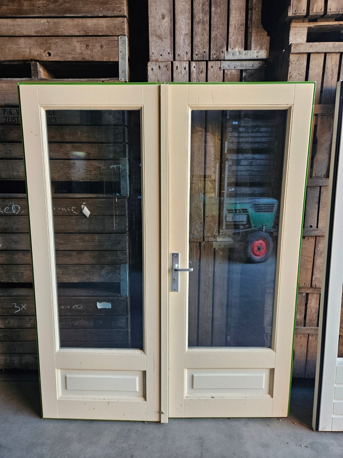 Dubbele deuren glas en beslag, Gebruikt, Binnendeur, 200 tot 215 cm, Glas