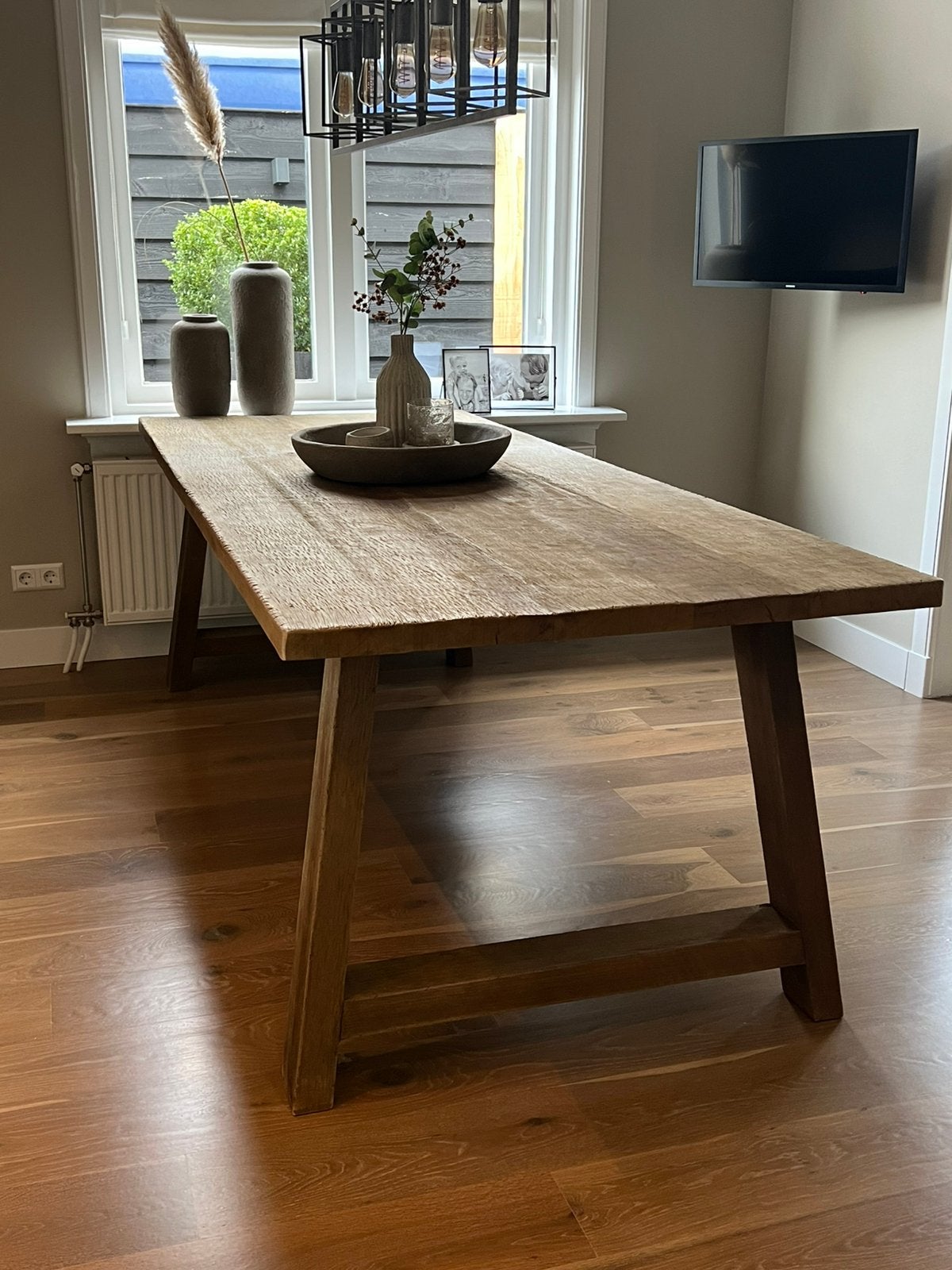 Stoere sobere tafel 240x100 1 jaar oud, Ophalen, 200 cm of meer, 50 tot 100 cm, Zo goed als nieuw