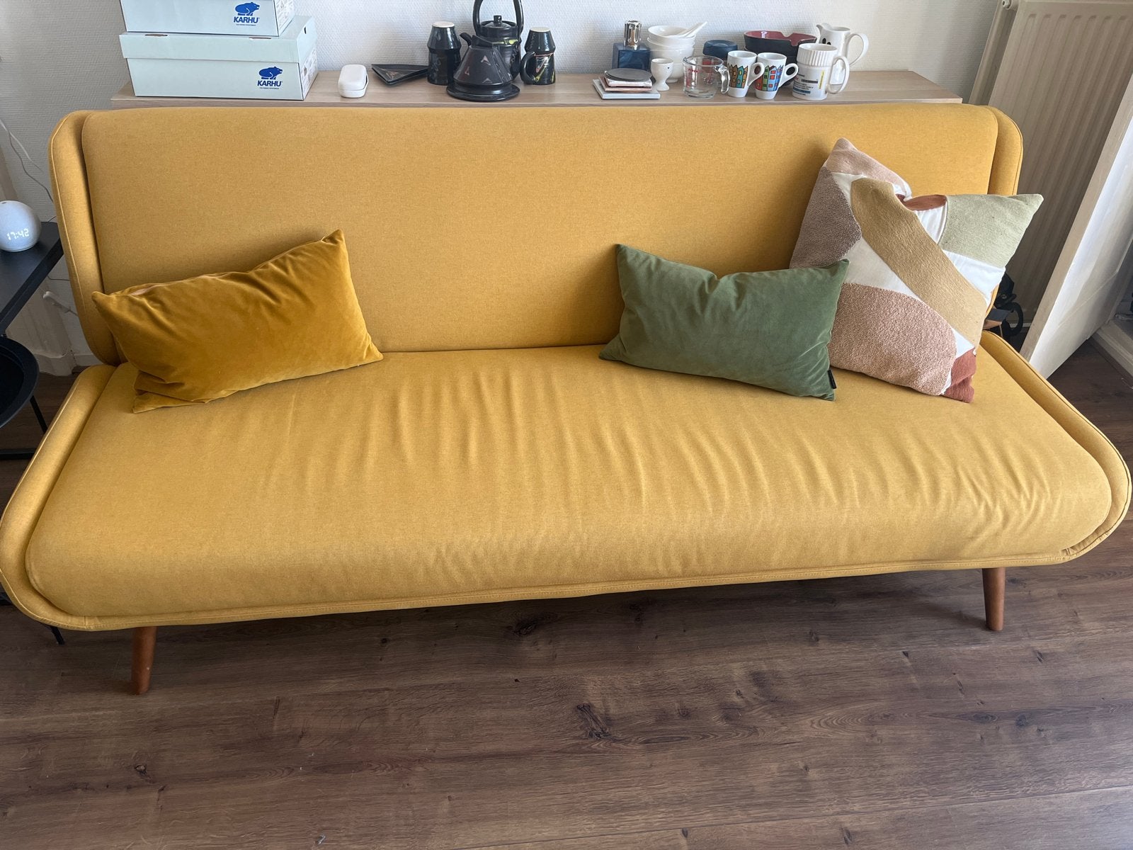 Three person sofa-bed, wool, high quality design, Ophalen, Zo goed als nieuw, Tweepersoons, Stof