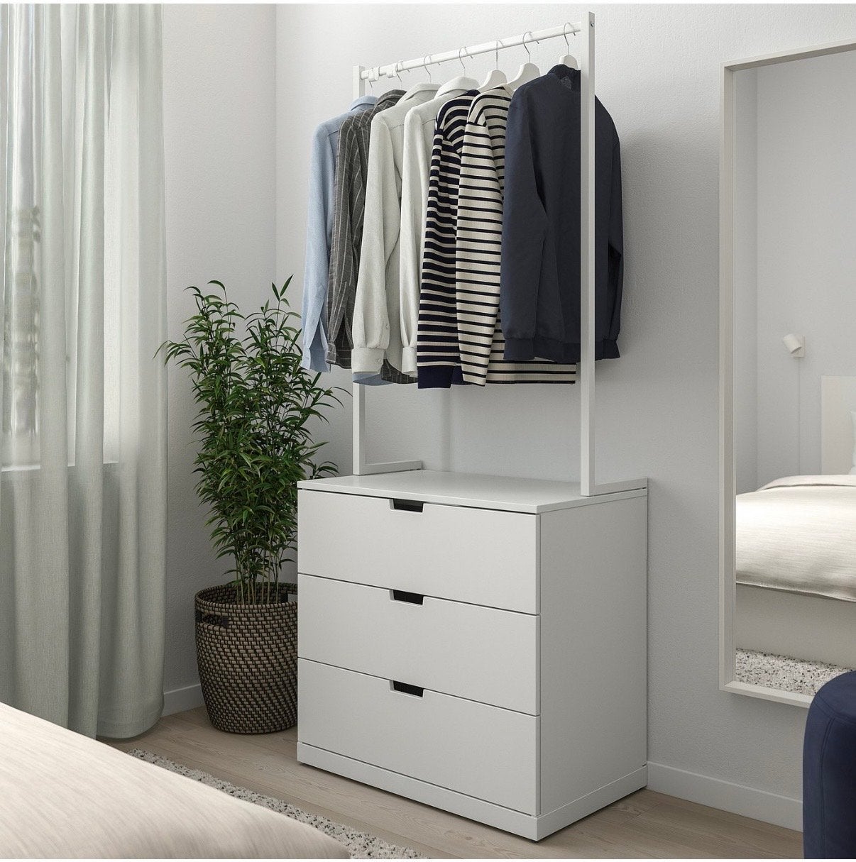 2x IKEA NORDLI Kledinghanger voor ladekast - Wit, Huis en Inrichting, Ophalen, 100 tot 150 cm, 50 tot 100 cm, Zo goed als nieuw