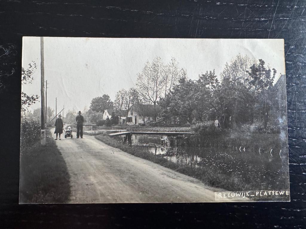 fotokaart Reeuwijk Platteweg 1930, Verzamelen, Ansichtkaarten | Nederland, Verzenden, 1920 tot 1940, Gelopen, Zuid-Holland