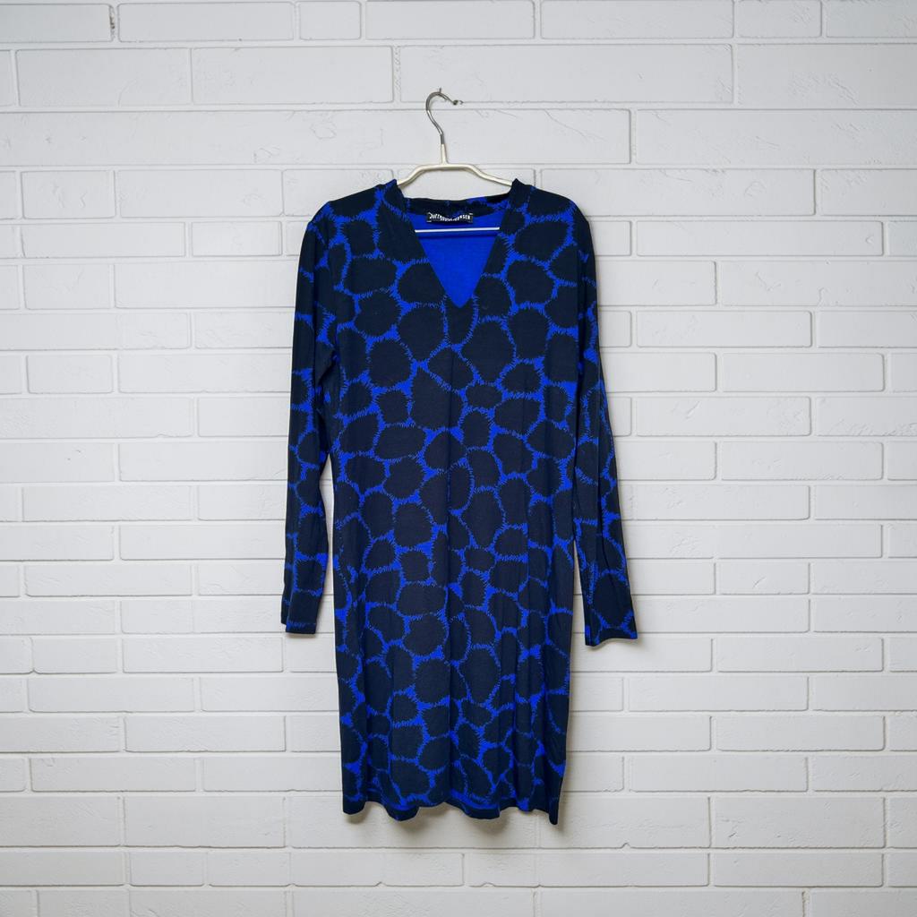 Juffrouw Jansen Jurk Maat M Blauw Zwart Abstracte Polkadots, Maat 38/40 (M), Jj, Blauw, Ophalen of Verzenden