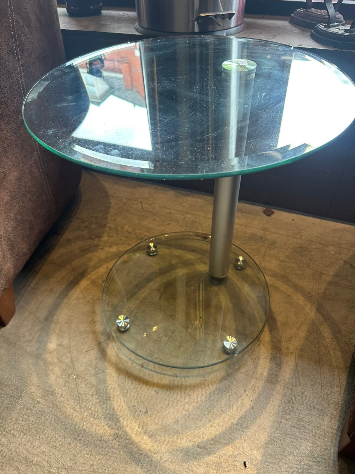 Ronde bijzettafeltje glas, 45 tot 60 cm, Minder dan 55 cm, Rond, Ophalen of Verzenden