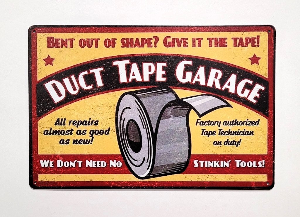 Duct Tape Garage reclamebord van metaal wandbord decoratie, Info@deconoord.nl, Deco Noord, Nieuw, Ophalen of Verzenden