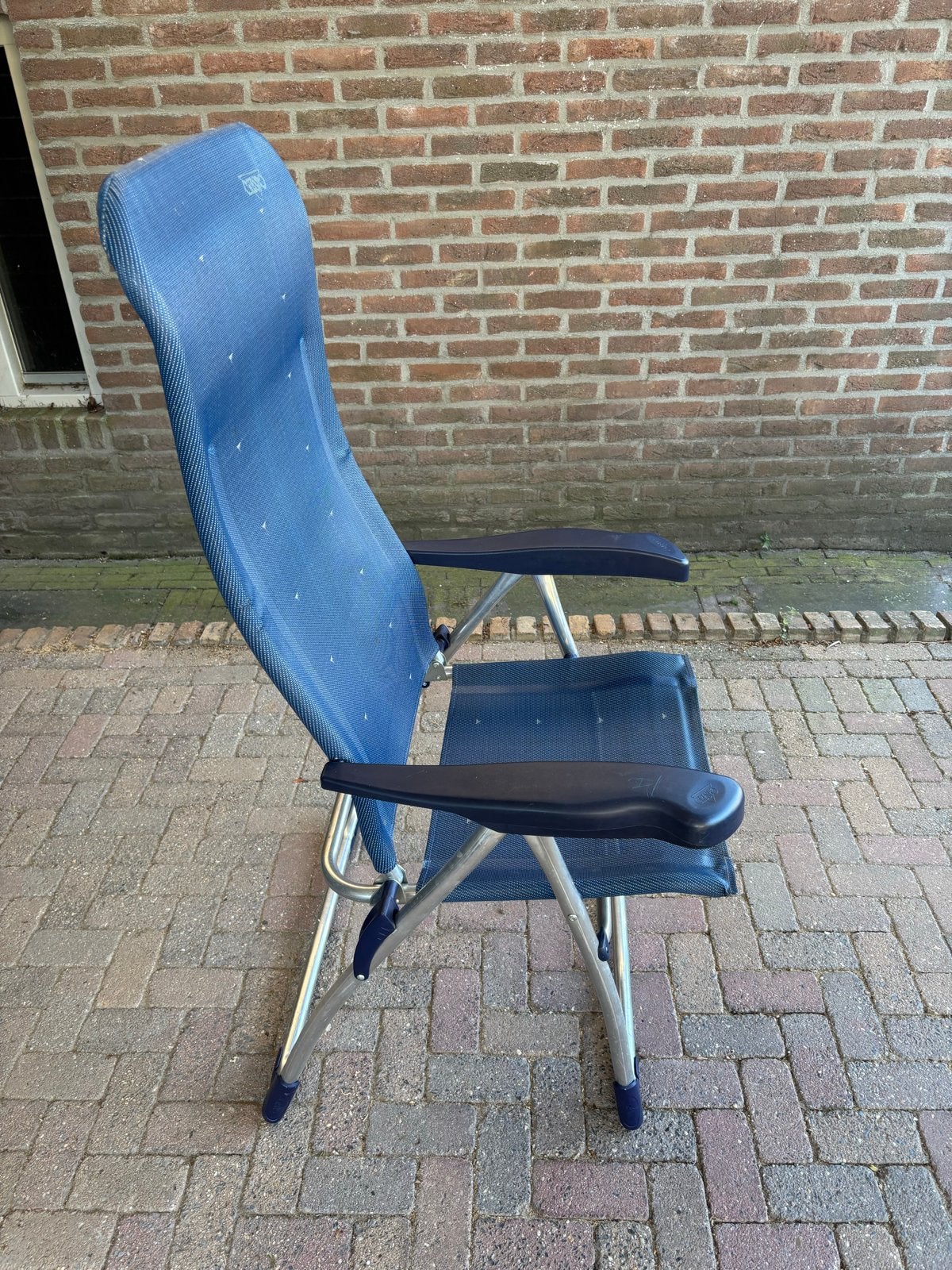 4x Crespo campingstoel - blauw, verstelbaar, Ophalen, Gebruikt, Campingstoel