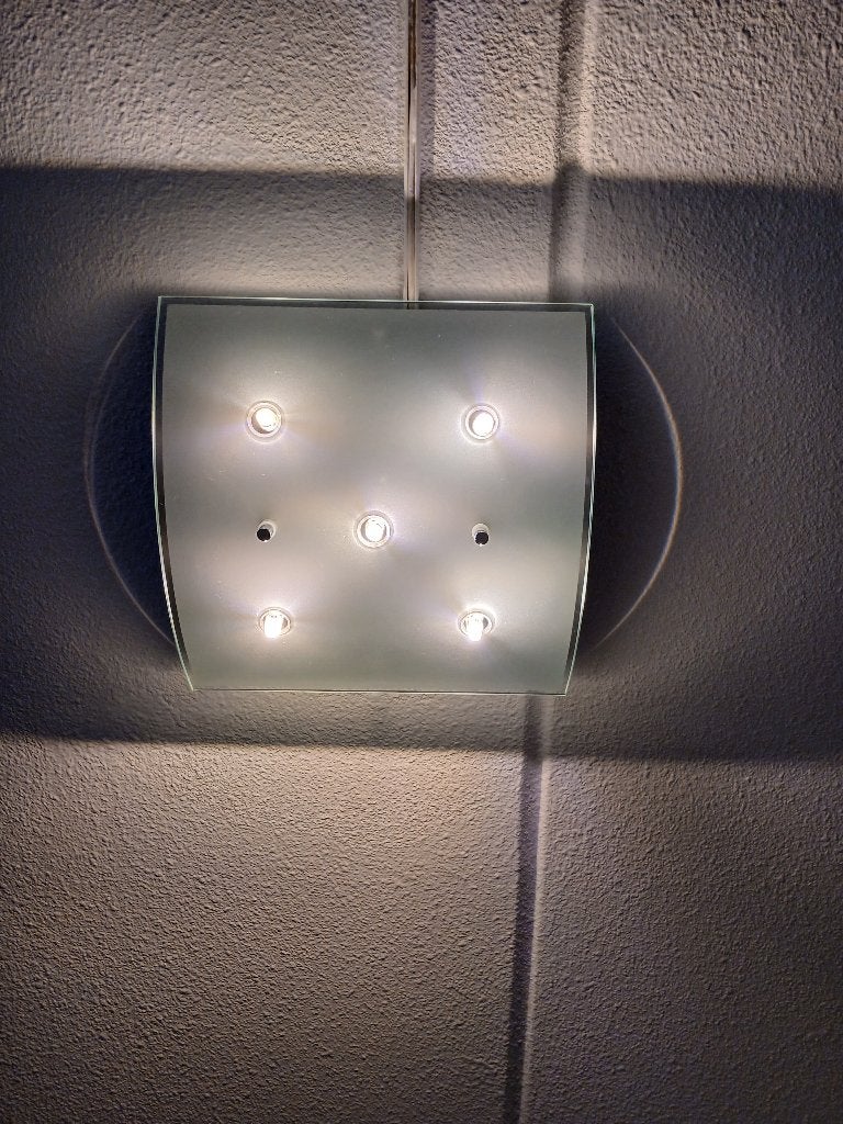 Plafondlamp glas incl. ledlampjes, Ophalen, Zilver, Overige stijlen, Dimbaar