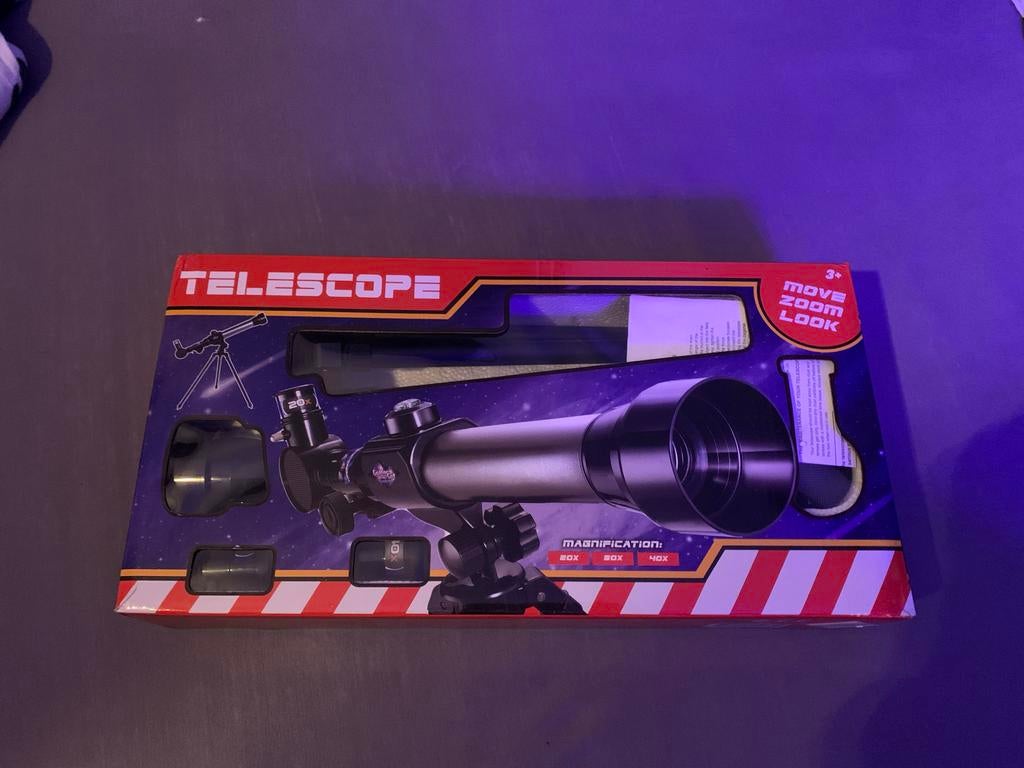 Kinder telescoop - Ontdek de sterrenhemel!, Lenzentelescoop (refractor), Ophalen of Verzenden, Minder dan 80 mm, Nieuw