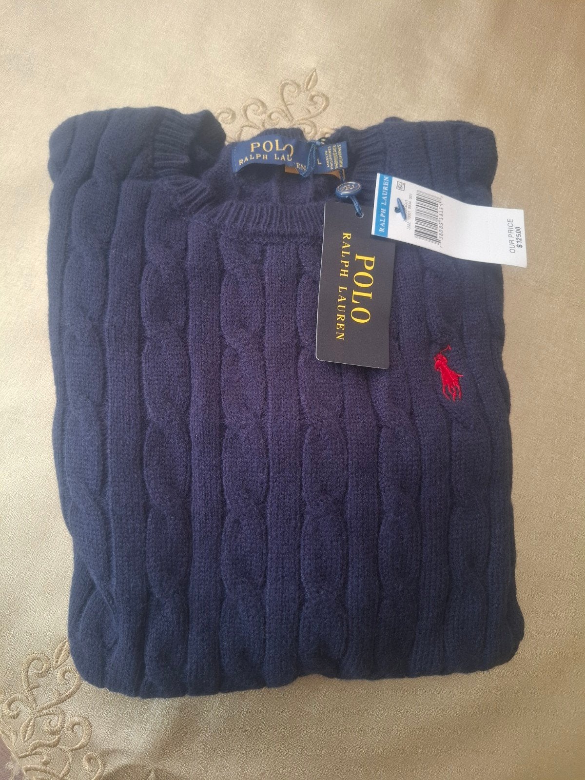 Ralph lauren knitwear trui donker blauw L, Full (L), Overige merken, Overige typen, Nieuw