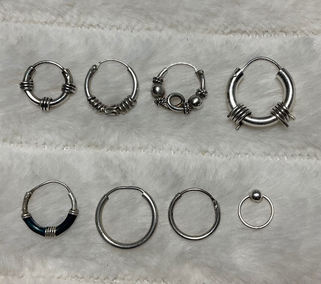 7 Oorbellen, Hangers, Ophalen of Verzenden, Zo goed als nieuw, Zilver