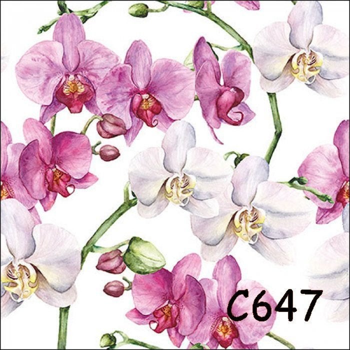 Servetten decoupage/bullet journal – orchideeën C647, Verzenden, Nieuw