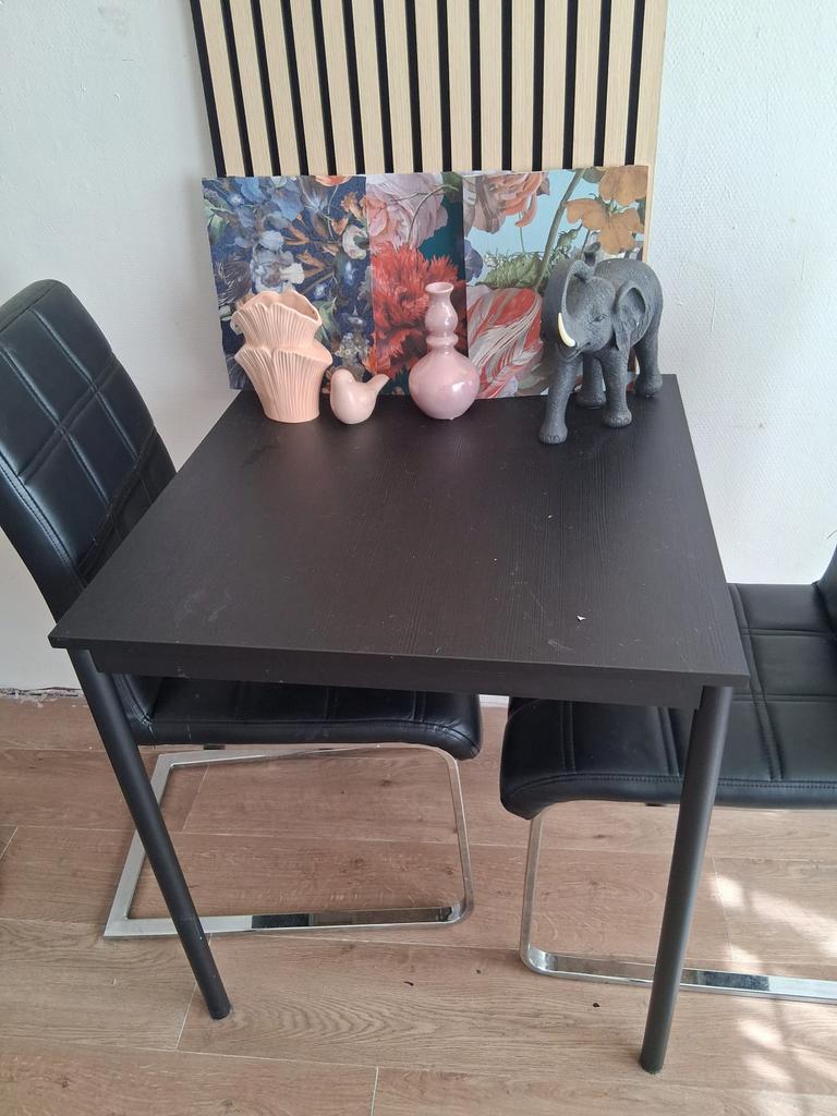 Tafen en stoelen, Gebruikt, Twee, Zwart, Ophalen of Verzenden