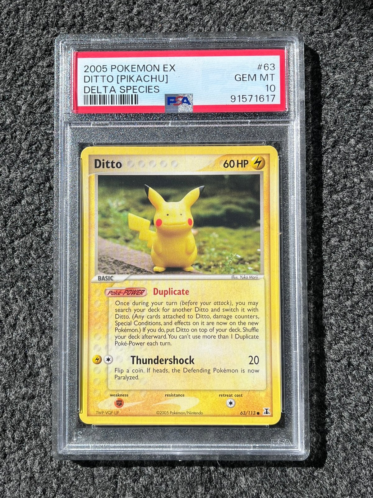 Pokémon PSA 10 Ditto [Pikachu] #63 Delta Species Low Pop!, Ophalen of Verzenden, Zo goed als nieuw, Losse kaart, Foil