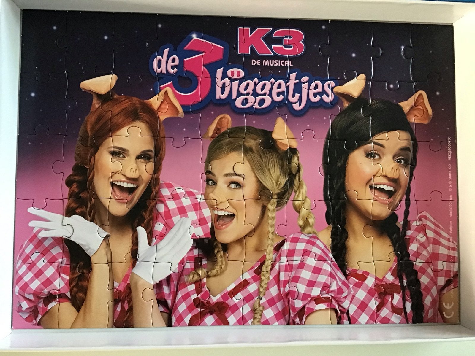 K3 De 3 Biggetjes puzzel - Studio 100, Ophalen of Verzenden, 10 tot 50 stukjes, Zo goed als nieuw, 6 jaar of ouder
