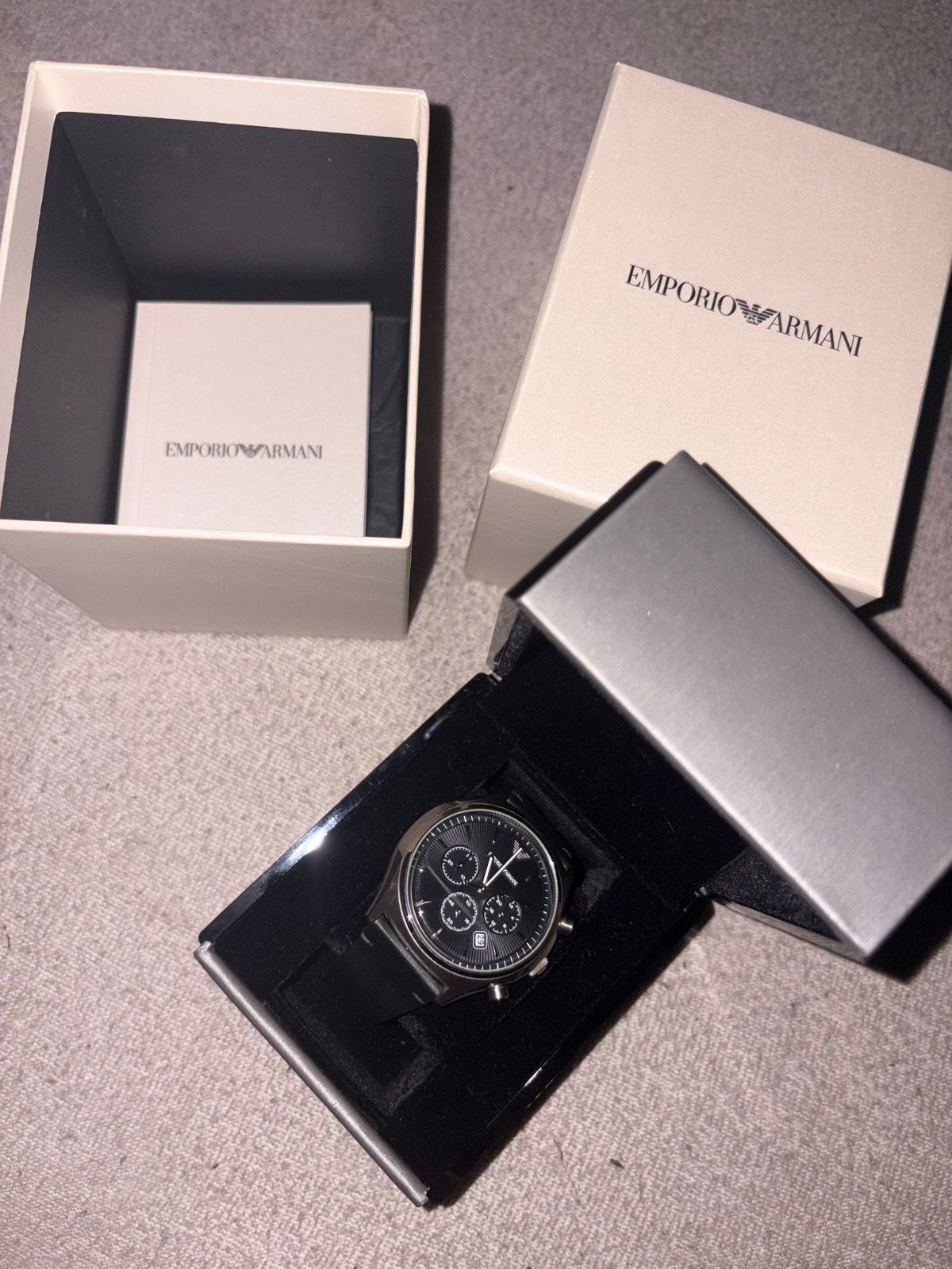 Emporio Armani Herenhorloge - Zo goed als nieuw, Overige merken, Leer, Staal, Polshorloge