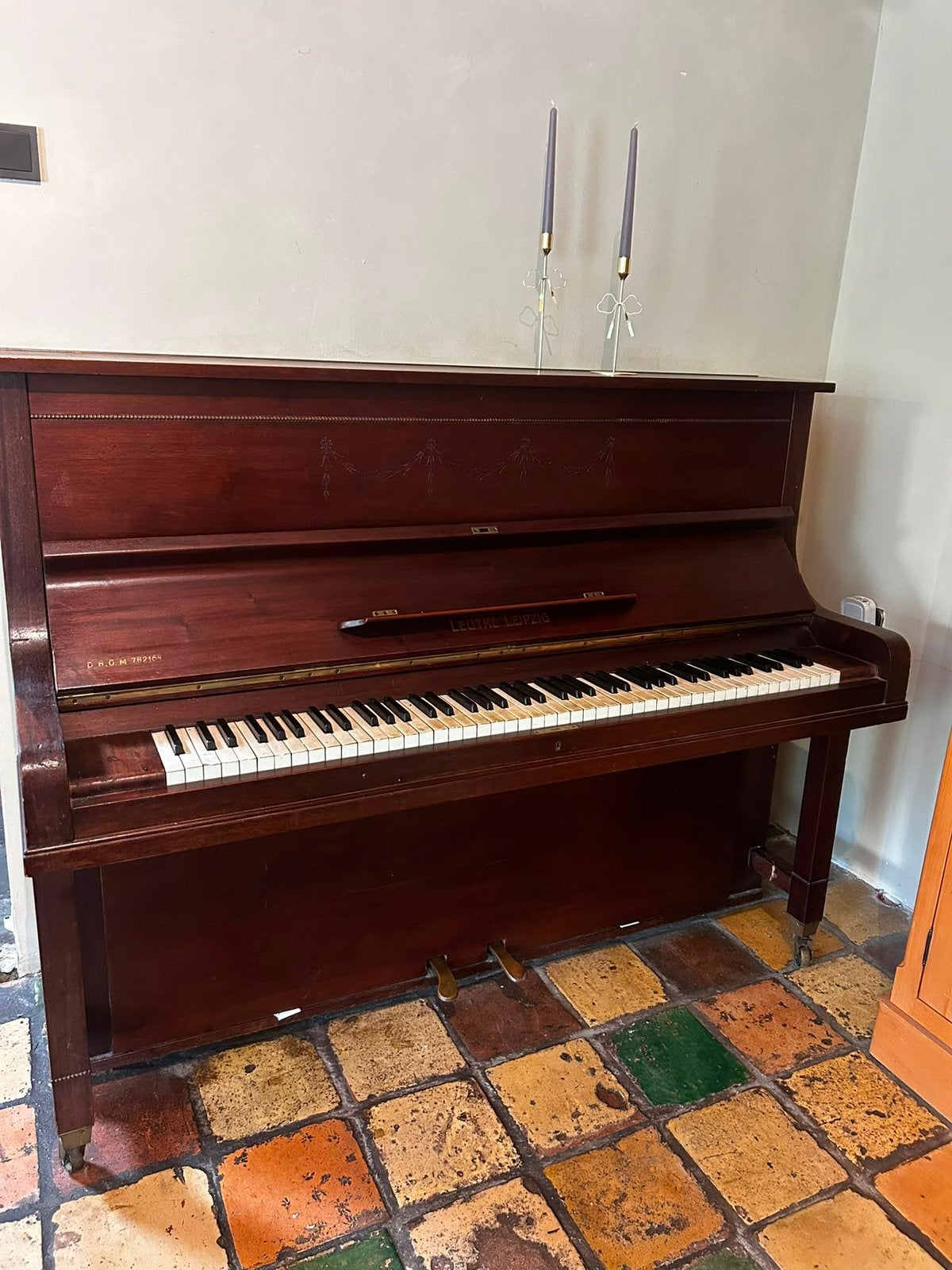 Antieke Leutke Leipzig piano – project / decoratief meubel, Ophalen, Gebruikt, Piano