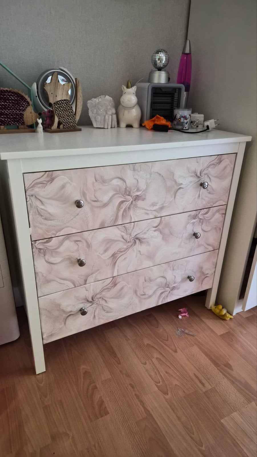 ikea hemnes ladenkast met roze print op lades, Ophalen, Gebruikt, 50 tot 100 cm, 3 of 4 laden