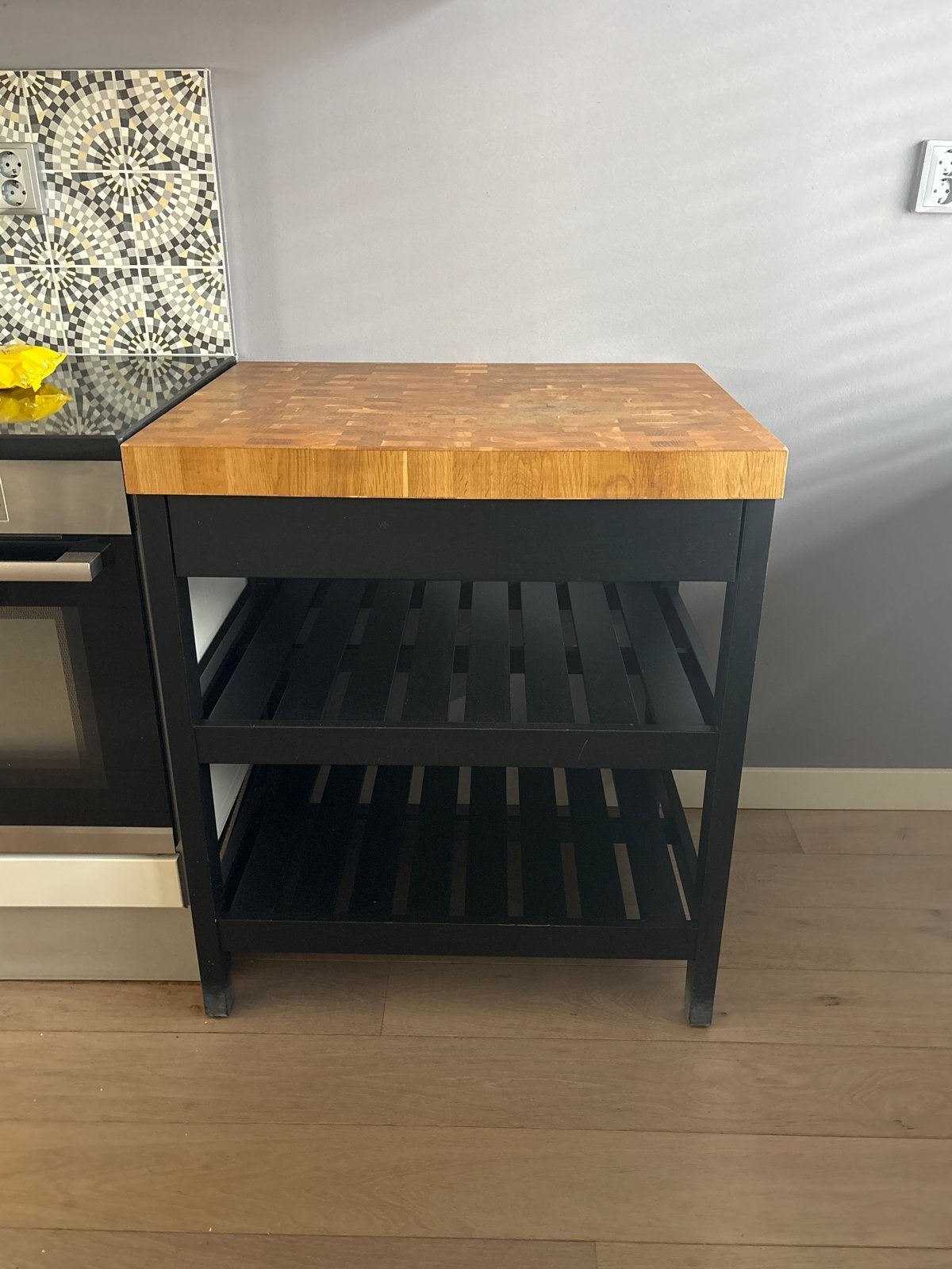 2x IKEA Keukentrolley met massief houten blad, Ophalen, Hout, IKEA, Keukentrolley