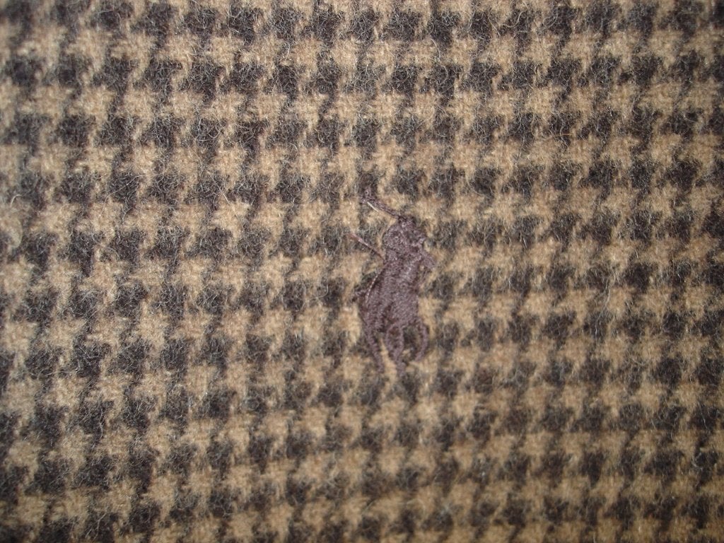 Ralph Lauren sjaal bruine wol streep + ruit Italy, Overige maten, Ophalen of Verzenden, Sjaal, Polo Ralph Lauren