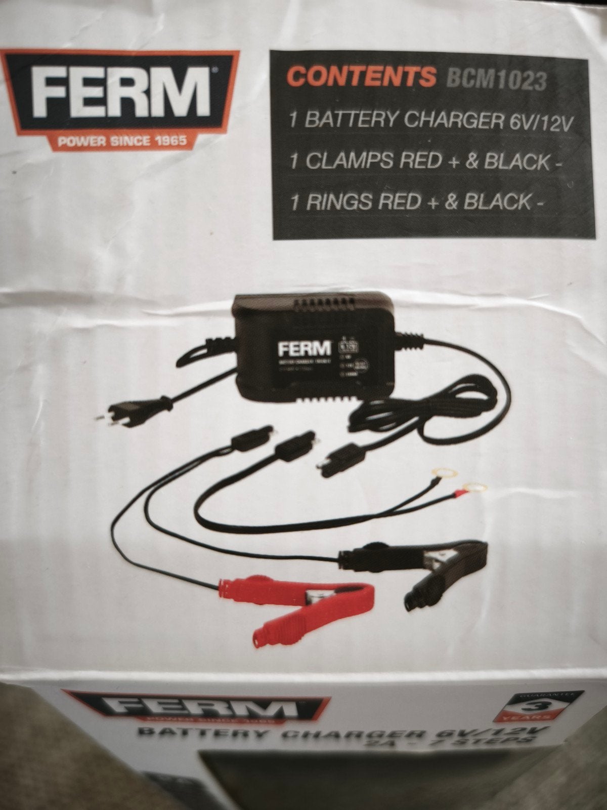 Ferm Acculader 6V/12V 2A - 7 stappen (BCM1023), Nieuw