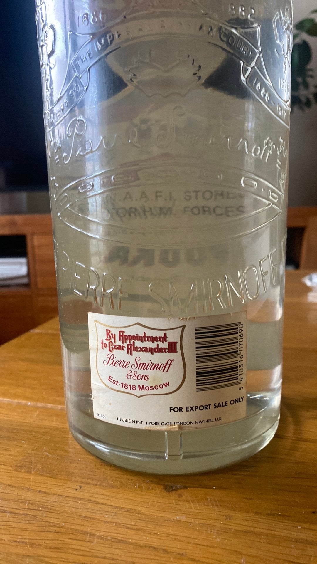 Smirnoff, Ophalen