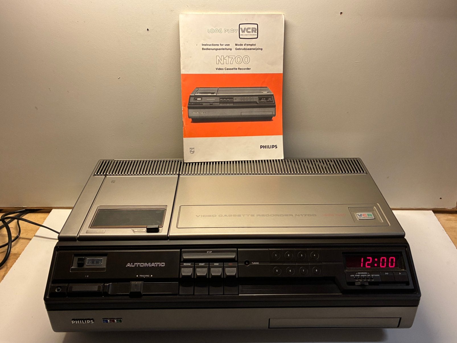 Vintage Philips N1700 VCR Videorecorder Jaren 70 + Manual, Ophalen, Gebruikt
