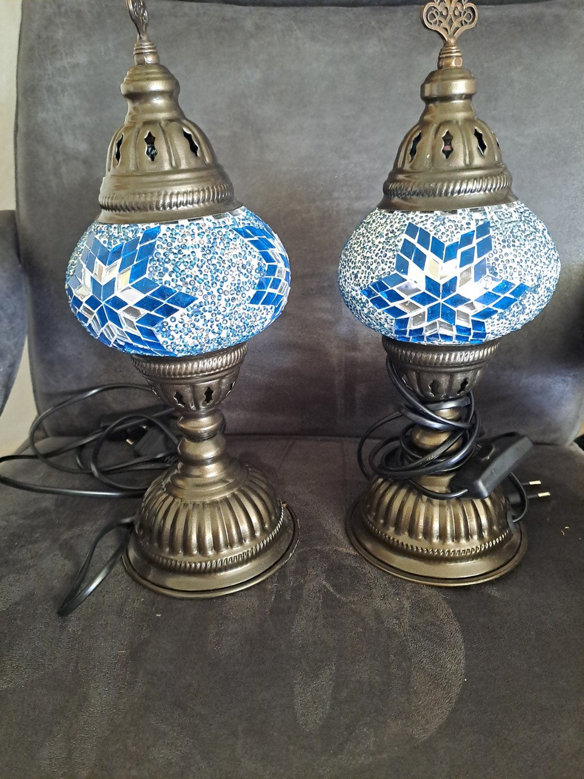Set van 2 Turkse Mozaïek Tafellampen, Handgemaakt, Meerkleurig, Overige stijlen, Ophalen of Verzenden