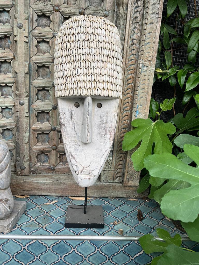 Javaans masker bewerkt met schelpen uit Indonesie handwerk, Ophalen of Verzenden
