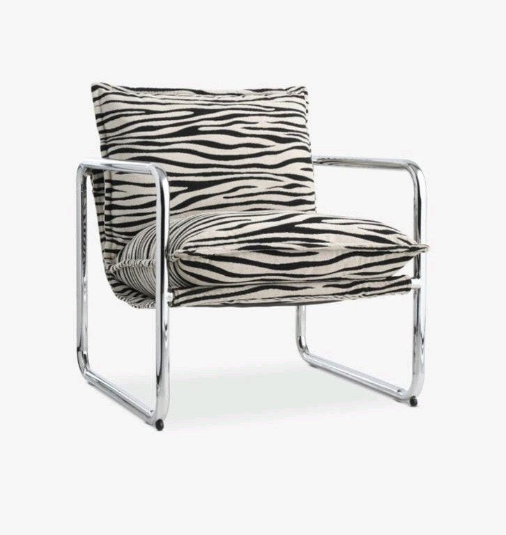 JYSK REMMELS fauteuil zebra/chroom, Ophalen, Nieuw