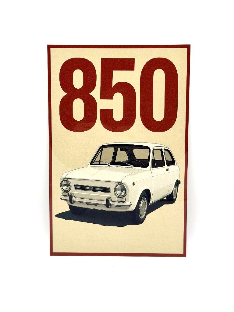 Fiat 850 bord | 20x30cm | nieuw, Ophalen of Verzenden, Nieuw, Reclamebord