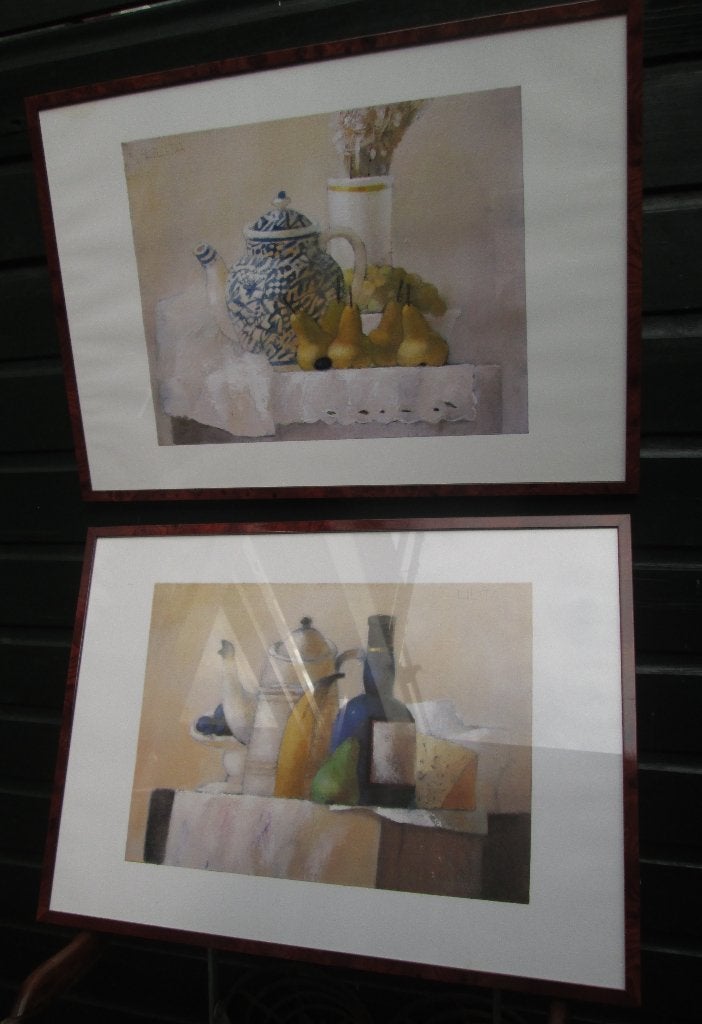 2 x Ingelijst Stilleven Lilita Upeniece Kunstdruk 52 x 72 cm, Ophalen, Kunststof, 50 tot 75 cm, 50 tot 75 cm