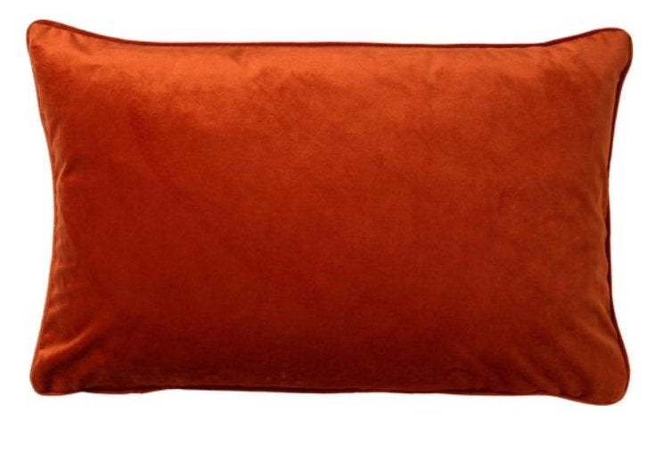 Design Kussen, velvet, oranje, 60x40cm, nieuw, Inclusief binnenkussen, Nieuw, Oranje, Ophalen of Verzenden