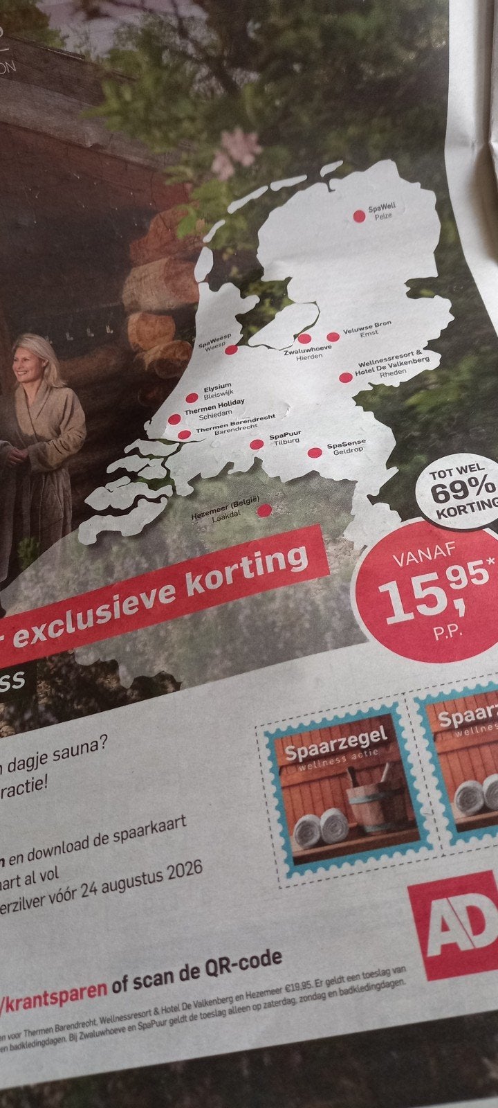 AD saunazegels, per kaart, actie verlengd!!, Tickets en Kaartjes, Drie personen of meer, Kortingskaart