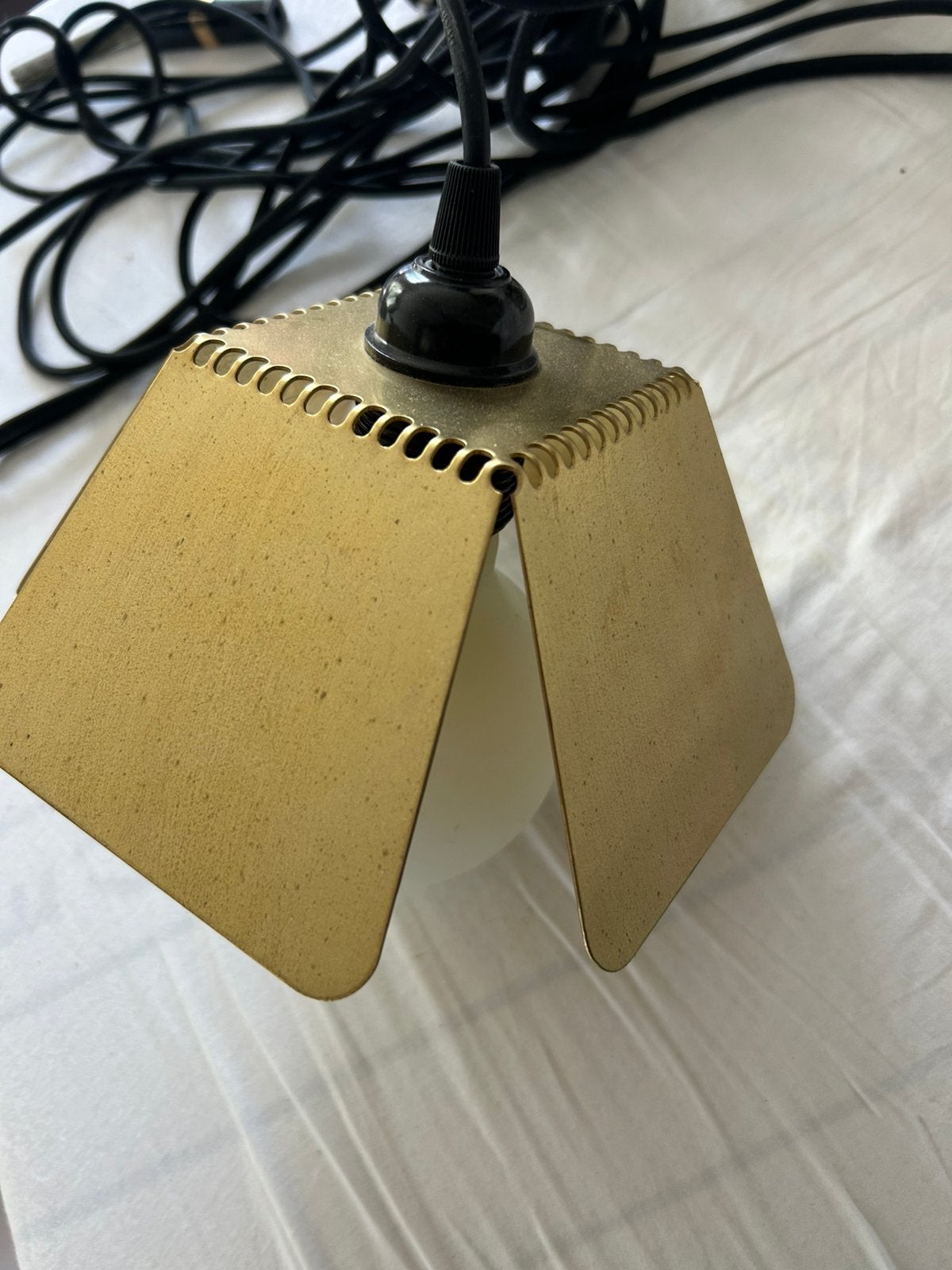 Handfolded lamp hanglamp piet hein eek 2x, Gebruikt, Metaal, Dutch design, E27 (groot)