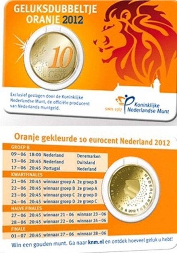 Nederland 10 cent Oranje geluksdubbeltje 2012 in coincard, Postzegels en Munten, Munten | Nederland, Ophalen of Verzenden, Koningin Beatrix
