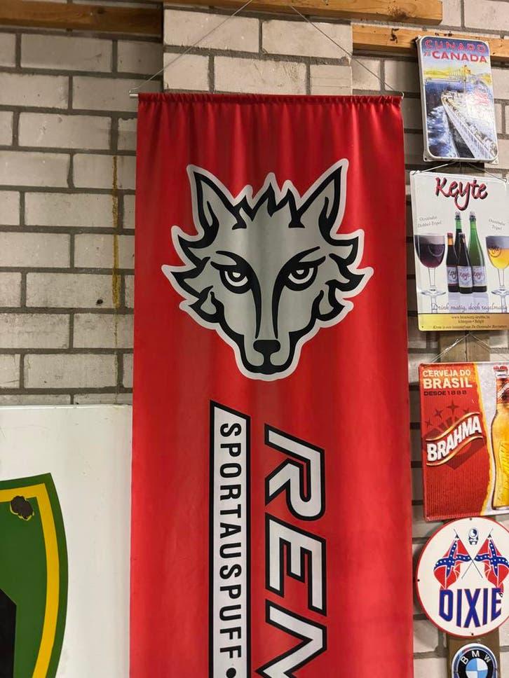 Remus Banner - Sportauspuff - Reclame, Verzamelen, Reclamebord, Gebruikt, ., Ophalen of Verzenden