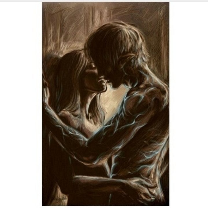 kn. 5D (full) Diamond DIY Painting - 'ANGELS KISS', Diamond painting, Nieuw, Meerkleurig, Ophalen of Verzenden