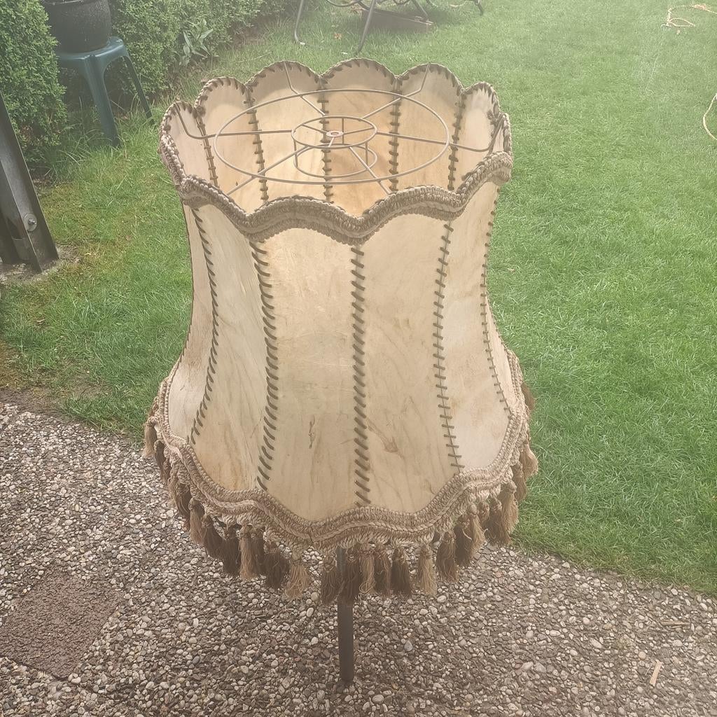 Nostalgische lampenkap van varkensblaas en staal, Ophalen, Gebruikt, Bruin, Nostalgisch, Klassiek