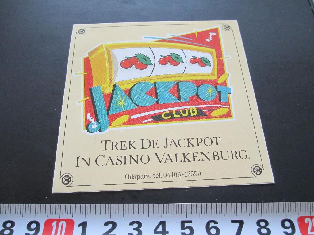 sticker jackpot club - trek de jackpot in casino valkenburg, Verzamelen, Ophalen, Zo goed als nieuw