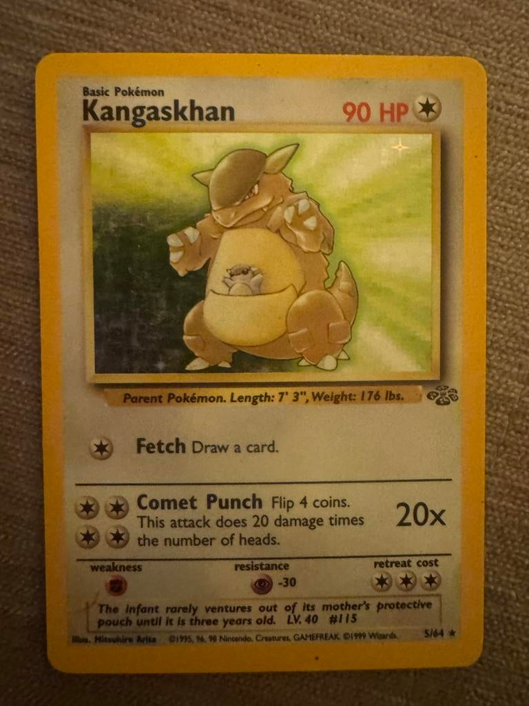 Kangaskhan Pokémon Kaart 5/64 Jungle Set 1999, Ophalen of Verzenden, Zo goed als nieuw, Losse kaart